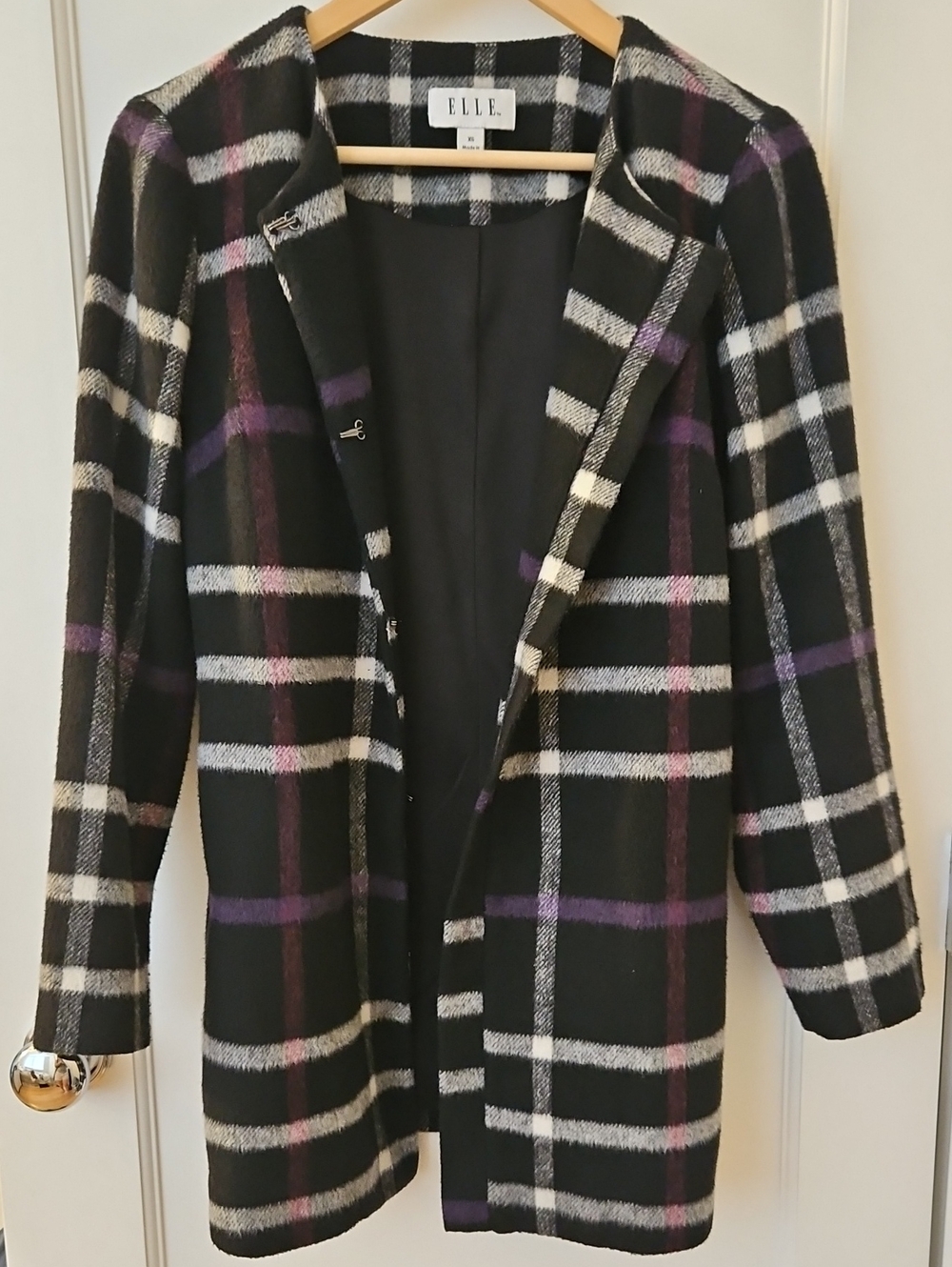 Elle Purple/Black "Pretty In Plaid" Coat